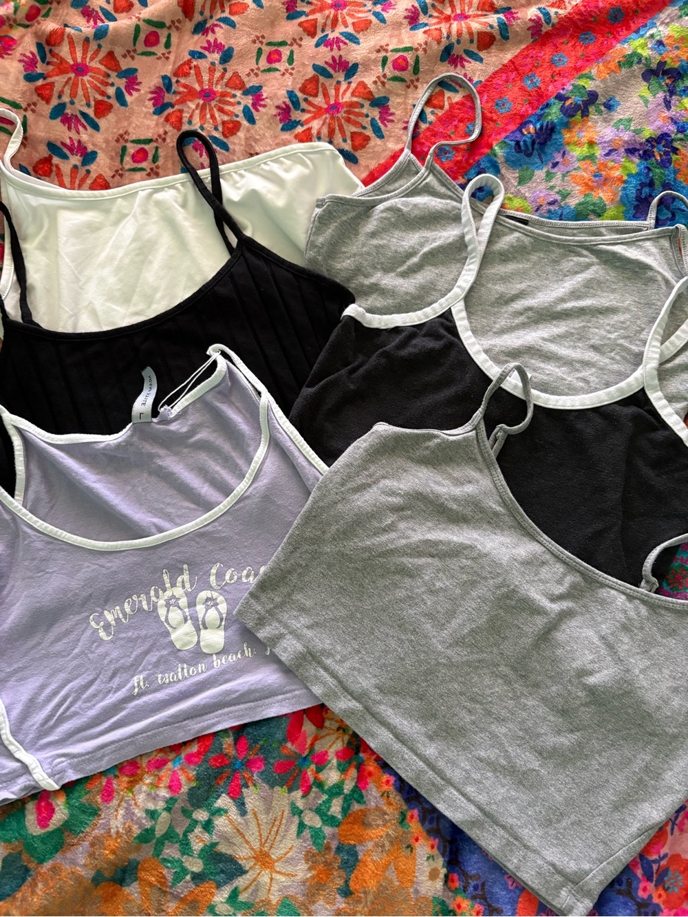 Multi-Pack Women's Grey, Black & Lavender Crop Tops